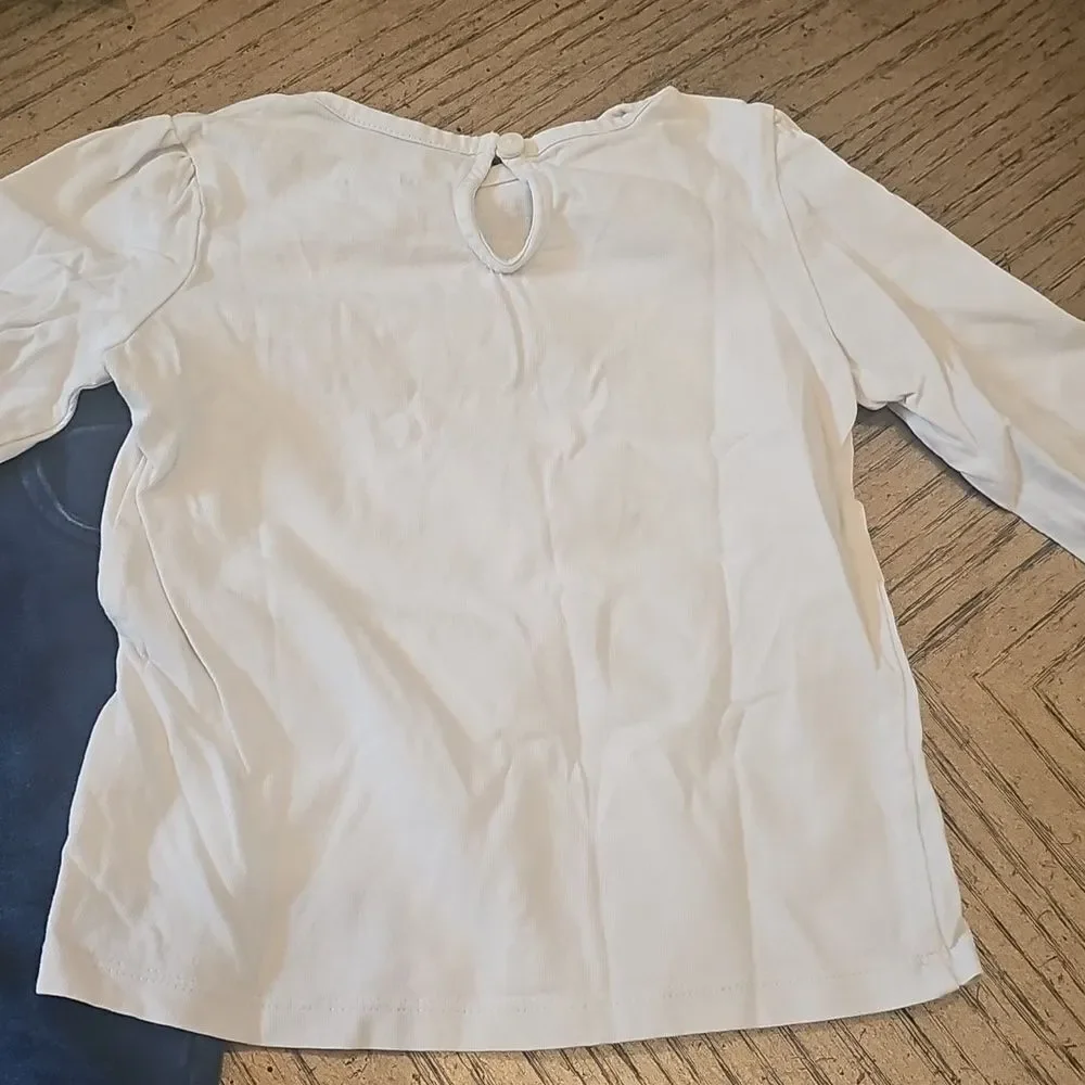 Janie and Jack White Long Sleeve Shirt And Jeans Jumping Bean 4T